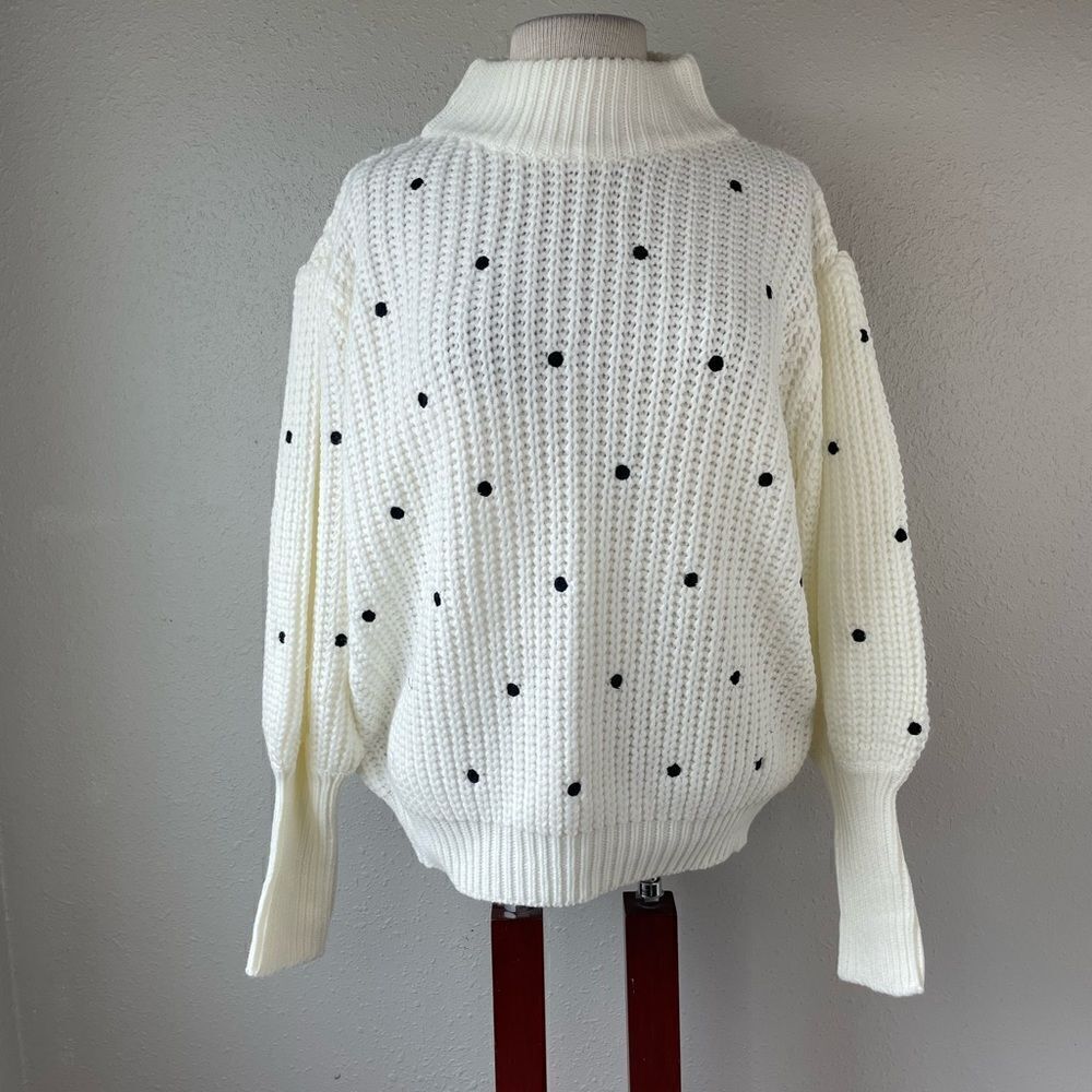 Kirundo White and Black Polka Dot Sweater Size L EUC